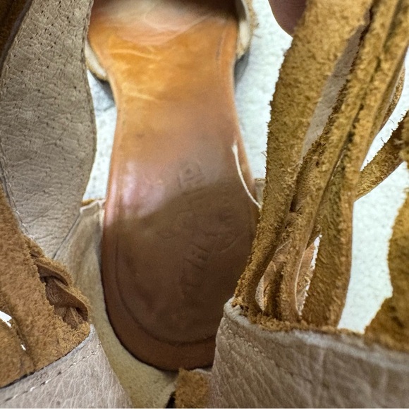 Freebird By Steven Axel Strap Heeled Braided Leather Sandals Chunk Heel Womens 7 - Picture 10 of 10